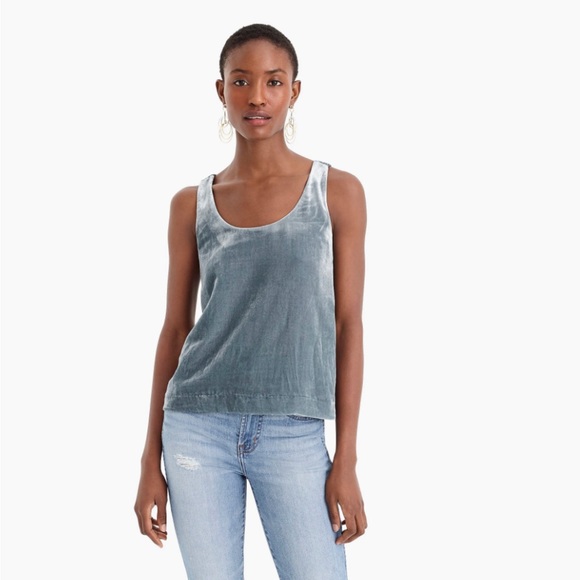 NWT J. Crew Ultraluxe Velvet Tank in Gentle Sea - Picture 5 of 9